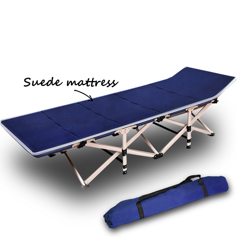 Camping Portable Stretcher Single Foldable Folding Bed Mattress Recliner Mat - navy V610-LUXBED-SQ-NAV-MAT