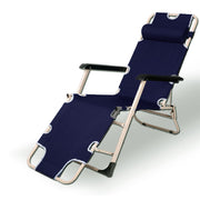 Reclining Sun Beach Deck Lounge Chair Outdoor Folding Camping Fishing Arm Rest - navy V610-LUXRECLI-NAV