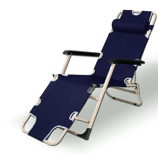 Reclining Sun Beach Deck Lounge Chair Outdoor Folding Camping Fishing Arm Rest - navy V610-LUXRECLI-NAV
