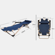 Reclining Sun Beach Deck Lounge Chair Outdoor Folding Camping Fishing Arm Rest - navy V610-LUXRECLI-NAV