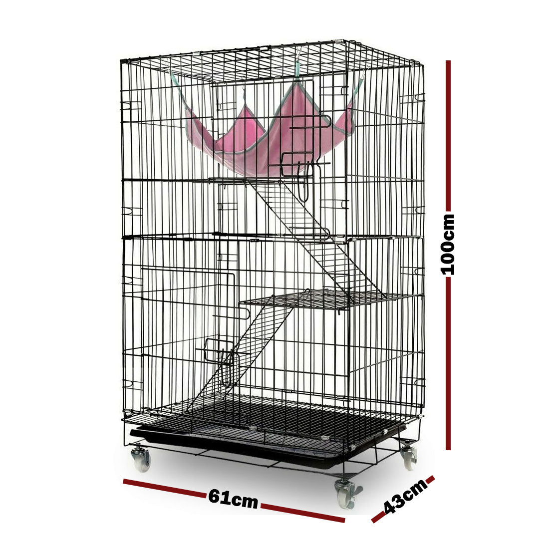 3 Level Rabbit Bird Cage Ferret Parrot Aviary Cat Rat Aviary Budgie Hamster Pet Cages Castor L V610-PET-CAT-CAT-L