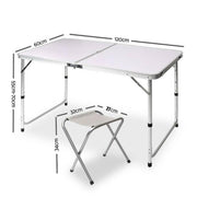 Portable Folding Picnic Camping Set BBQ Party Aluminium Table 4 Foldable Chairs V610-PICTAB/W/C-SEP