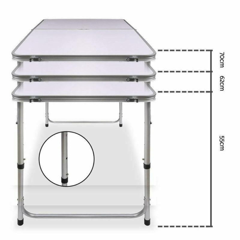 Portable Folding Picnic Camping Set BBQ Party Aluminium Table 4 Foldable Chairs V610-PICTAB/W/C-SEP