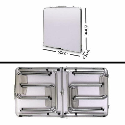 Portable Folding Picnic Camping Set BBQ Party Aluminium Table 4 Foldable Chairs V610-PICTAB/W/C-SEP