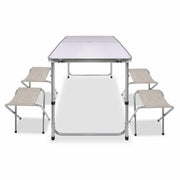 Portable Folding Picnic Camping Set BBQ Party Aluminium Table 4 Foldable Chairs V610-PICTAB/W/C-SEP