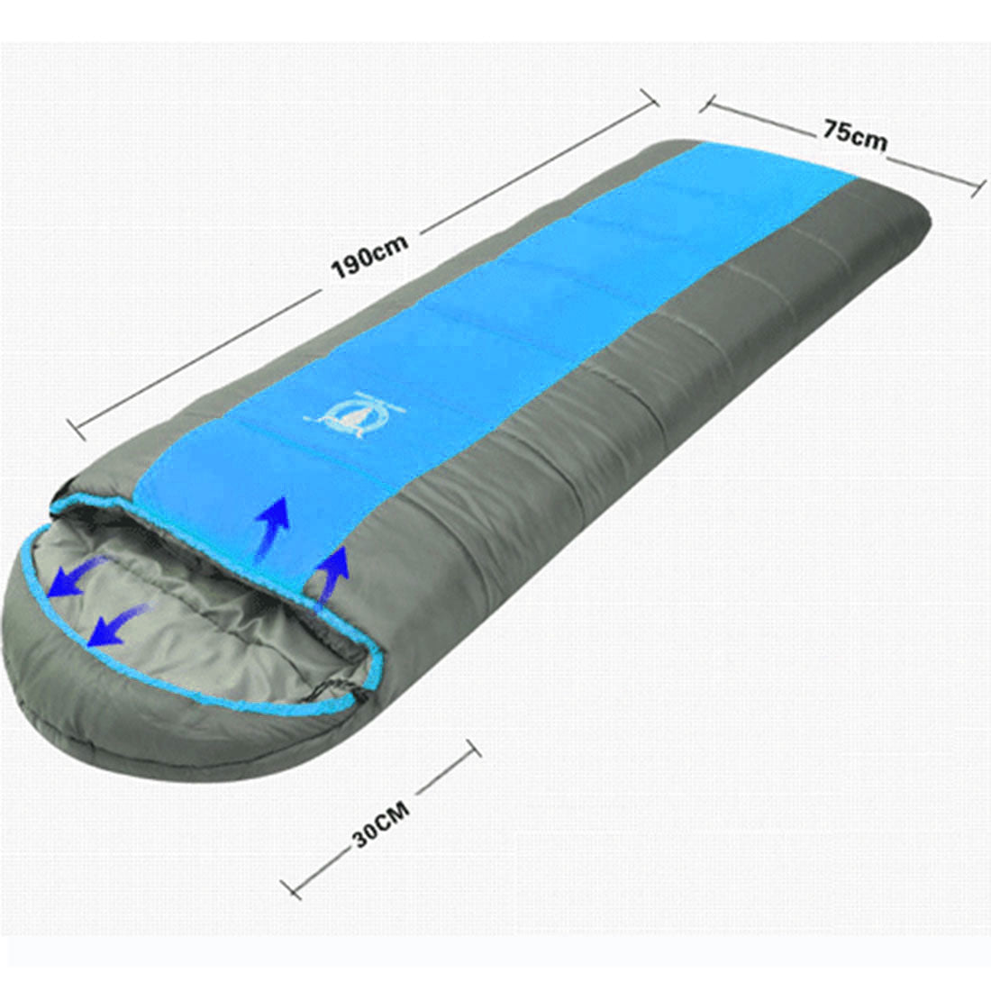 Outdoor Camping Envelope Sleeping Bag Thermal Tent Hiking Winter Single -15C - blue V610-PKNENVSLEBA-15-BL-SIN