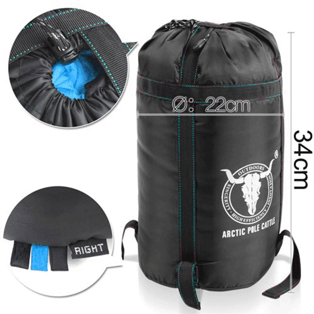 Outdoor Camping Envelope Sleeping Bag Thermal Tent Hiking Winter Single -15C - blue V610-PKNENVSLEBA-15-BL-SIN