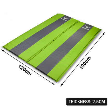 Double Self Inflating Mattress Sleeping Mat Air Bed Camping Camp Hiking Joinable - green V610-PKNSELMAT-GR-DOU