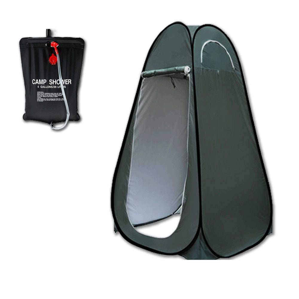 Pop Up Portable Privacy Shower room Tent &20L Outdoor Camping Water Bag Camp Set - green V610-POPSHOTEN-GE-WIN-20L