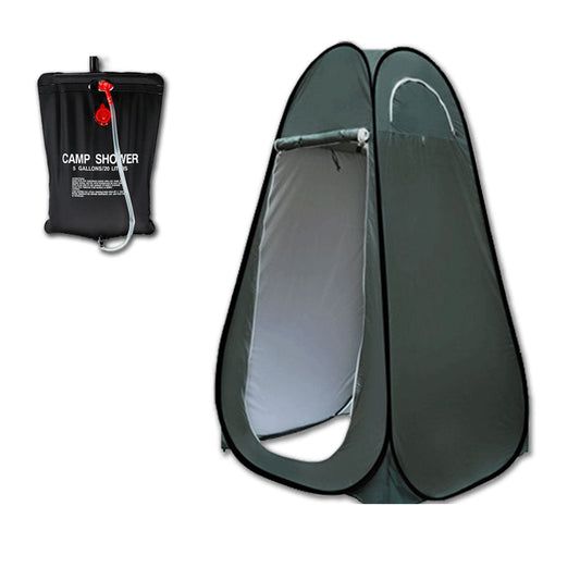 Pop Up Portable Privacy Shower room Tent &20L Outdoor Camping Water Bag Camp Set - green V610-POPSHOTEN-GE-WIN-20L