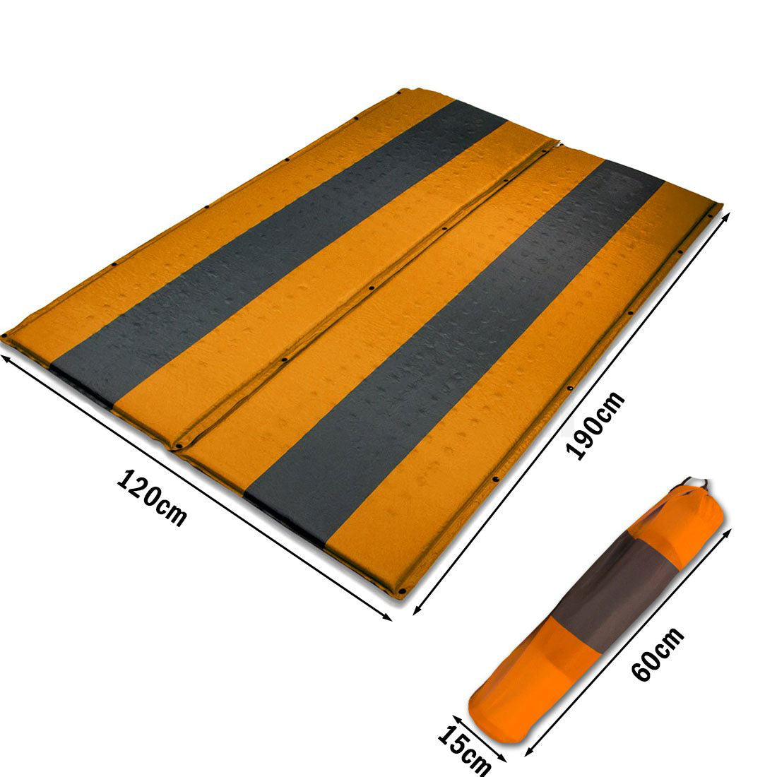Double Self Inflating Mattress Sleeping Mat Air Bed Camping Hiking Joinable - orange V610-SELMATS8573-OR-DOU