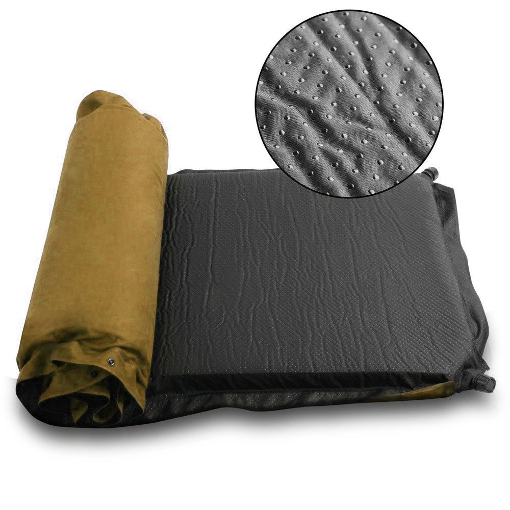 Self Inflating Mattress Sleeping Suede Mat Air Bed Camping Camp Hiking Joinable - beige V610-SELS8521-BE