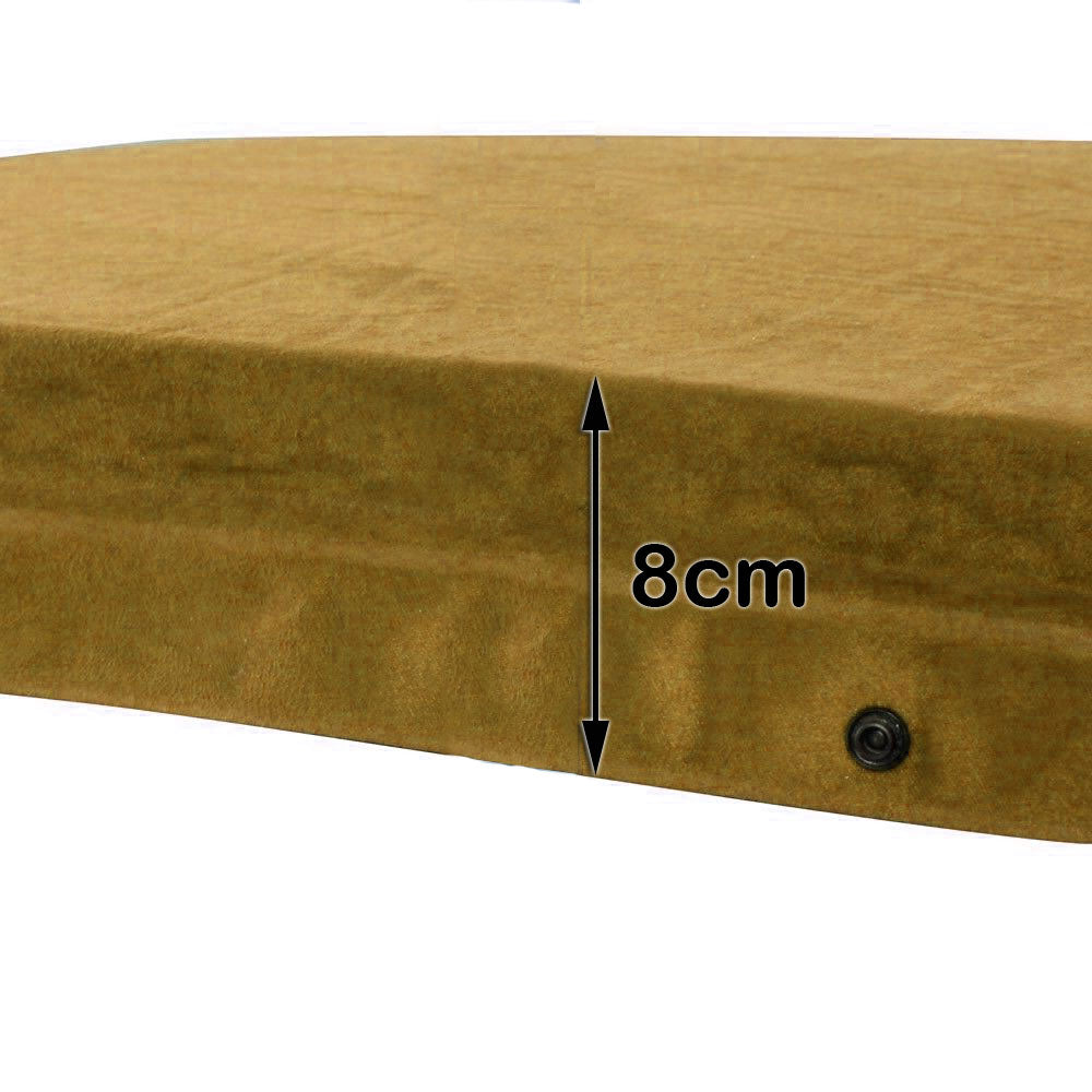 Self Inflating Mattress Sleeping Suede Mat Air Bed Camping Camp Hiking Joinable - beige V610-SELS8521-BE