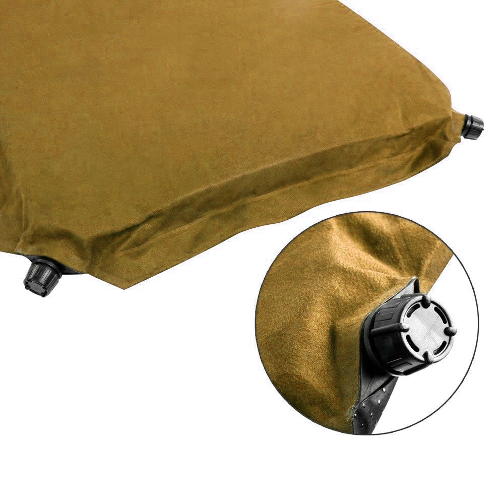 Self Inflating Mattress Sleeping Suede Mat Air Bed Camping Camp Hiking Joinable - beige V610-SELS8521-BE