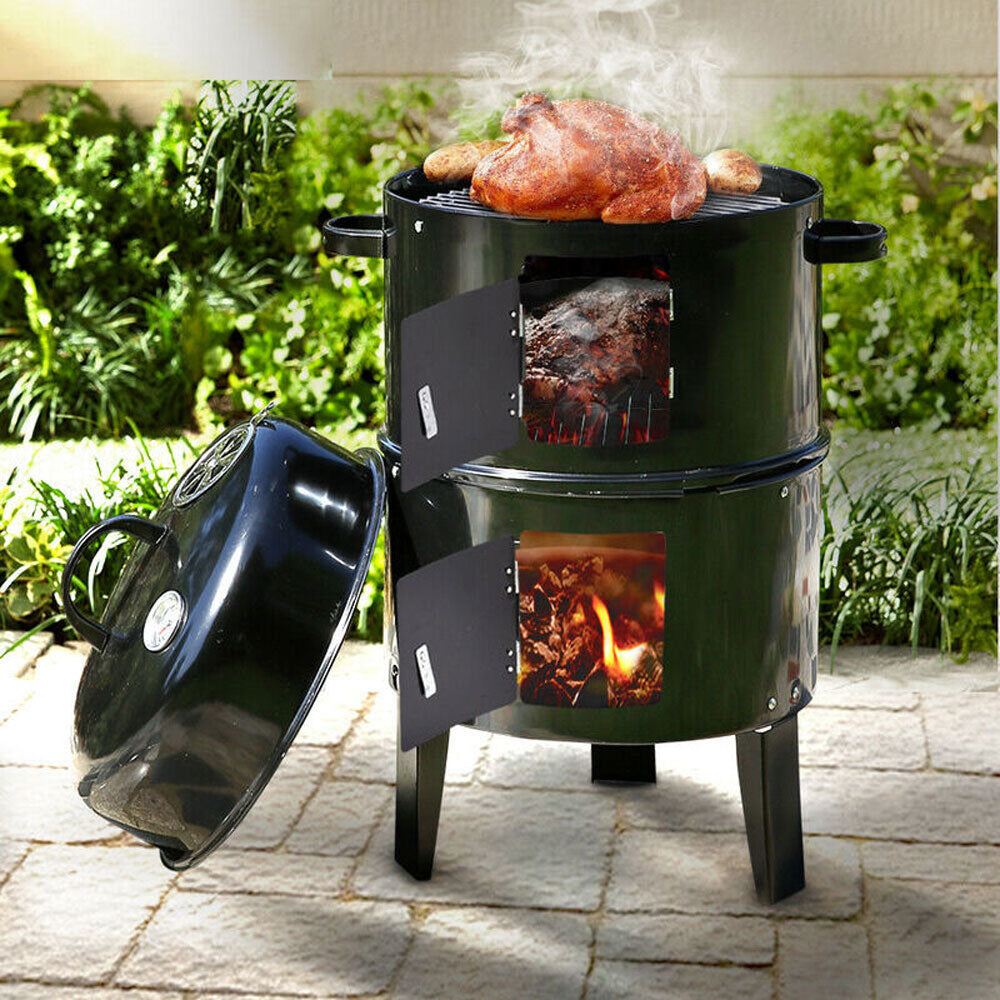 NEW 3in1 Portable Charcoal Vertical Smoker BBQ Roaster Grill Steel Water Steamer V610-SMOBBQ-IMG2477