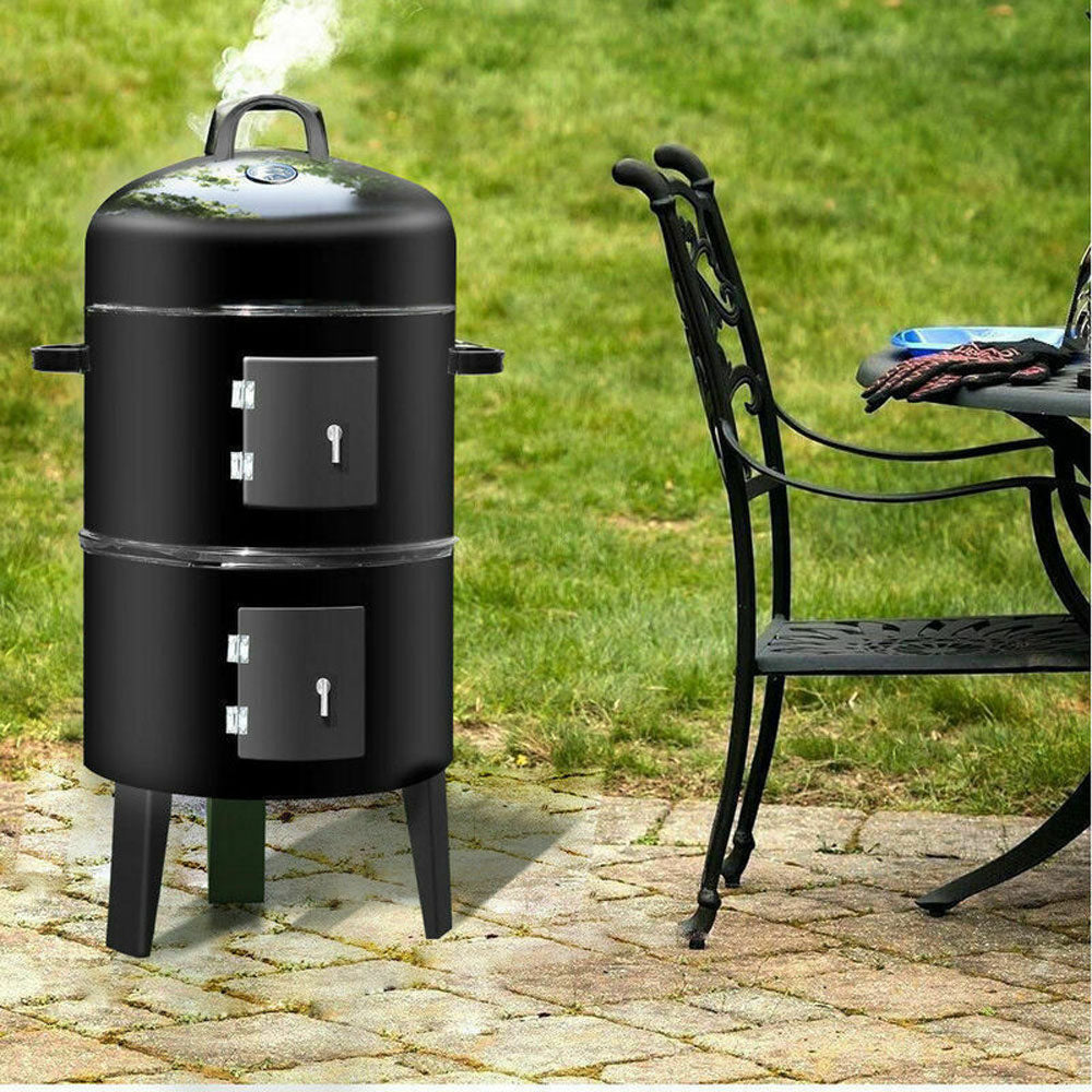 NEW 3in1 Portable Charcoal Vertical Smoker BBQ Roaster Grill Steel Water Steamer V610-SMOBBQ-IMG2477