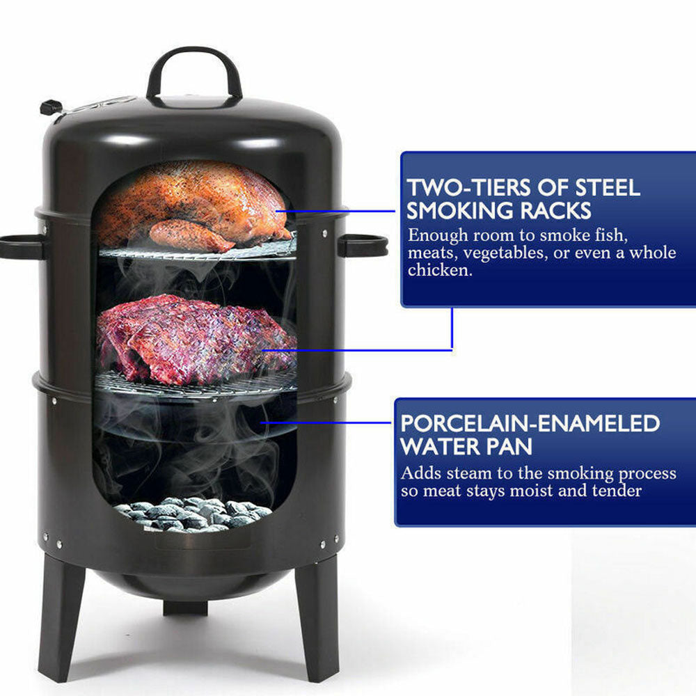 NEW 3in1 Portable Charcoal Vertical Smoker BBQ Roaster Grill Steel Water Steamer V610-SMOBBQ-IMG2477