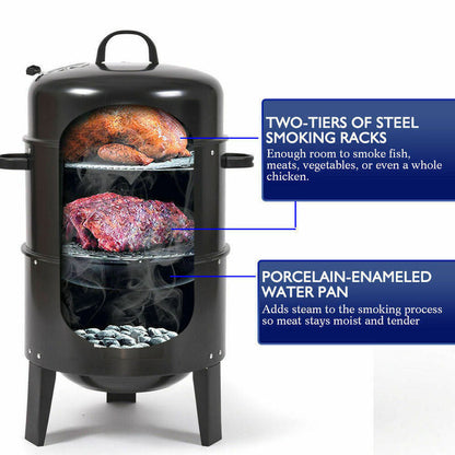 NEW 3in1 Portable Charcoal Vertical Smoker BBQ Roaster Grill Steel Water Steamer V610-SMOBBQ-IMG2477