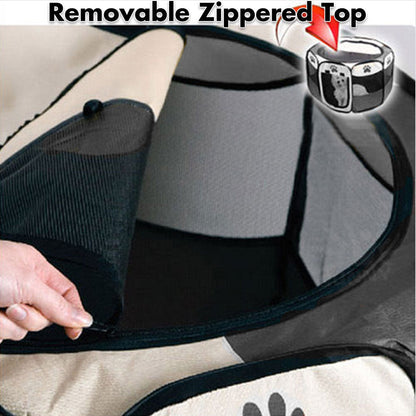 8 Panel Pet Dog Cat Crate Play Pen Bags Kennel Portable Tent Playpen Puppy Cage Large Grey V610-SOFPLAYPEN-L-GREY