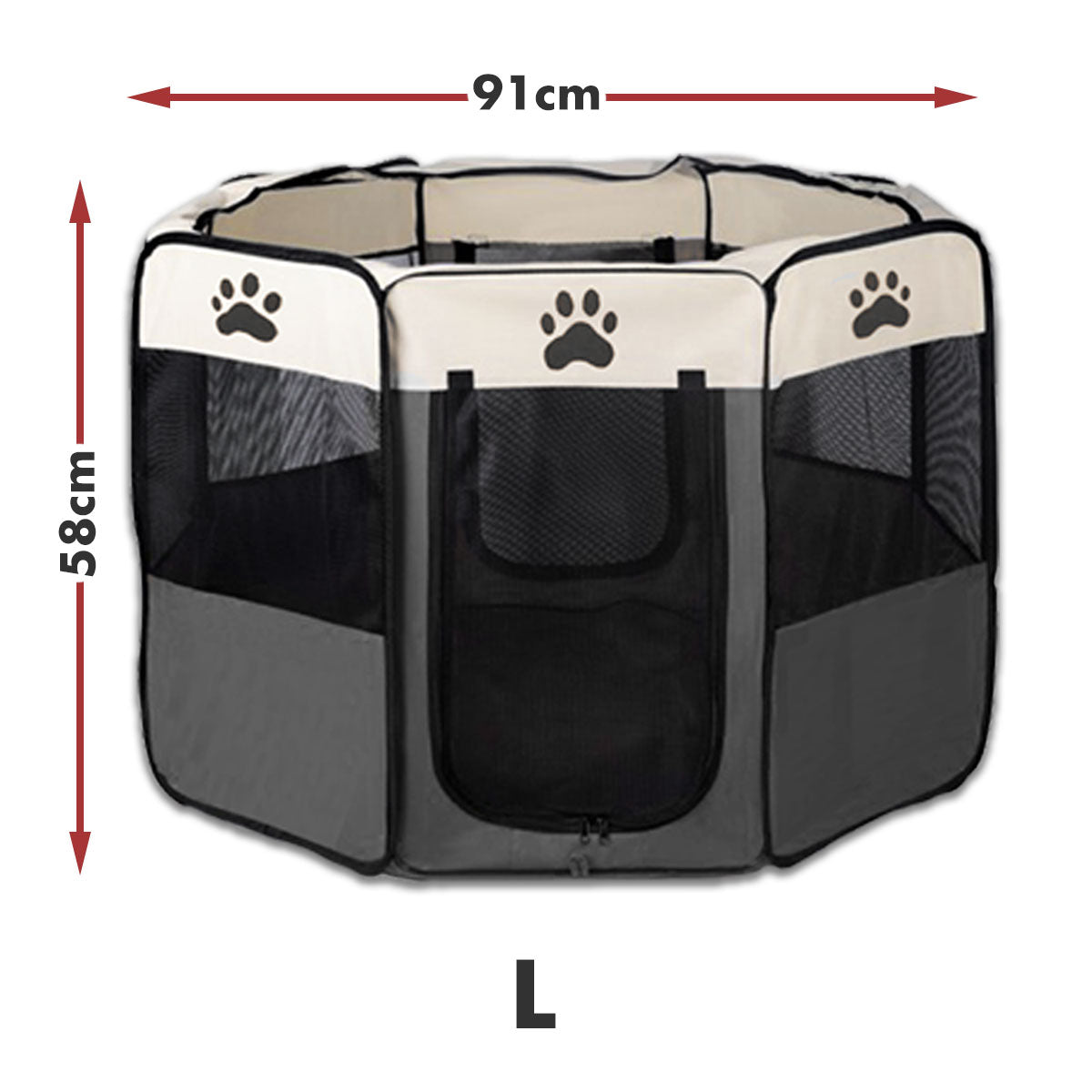 8 Panel Pet Dog Cat Crate Play Pen Bags Kennel Portable Tent Playpen Puppy Cage Large Grey V610-SOFPLAYPEN-L-GREY