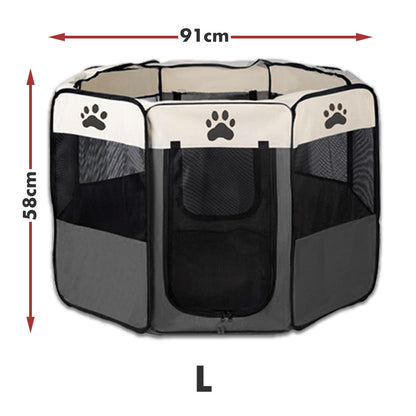 8 Panel Pet Dog Cat Crate Play Pen Bags Kennel Portable Tent Playpen Puppy Cage Large Grey V610-SOFPLAYPEN-L-GREY