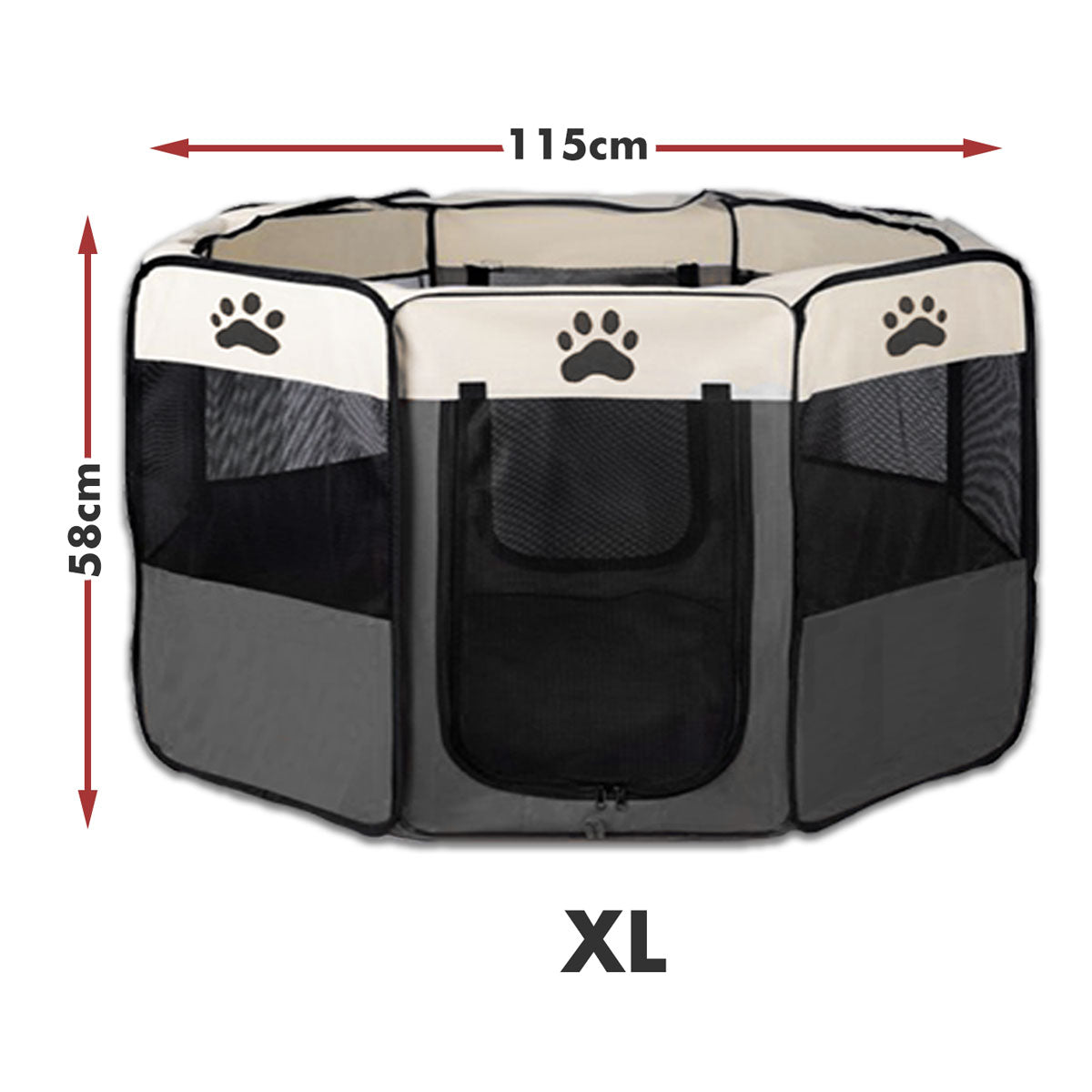 8 Panel Pet Dog Cat Crate Play Pen Bags Kennel Portable Tent Playpen Puppy Cage Extra Large Grey V610-SOFPLAYPEN-XL-GREY