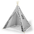 Giant Cotton Canvas Kids Teepee Wigwam Children Pretend Play Tent Indoor Outdoor Party - black V610-TEE-537-BLA