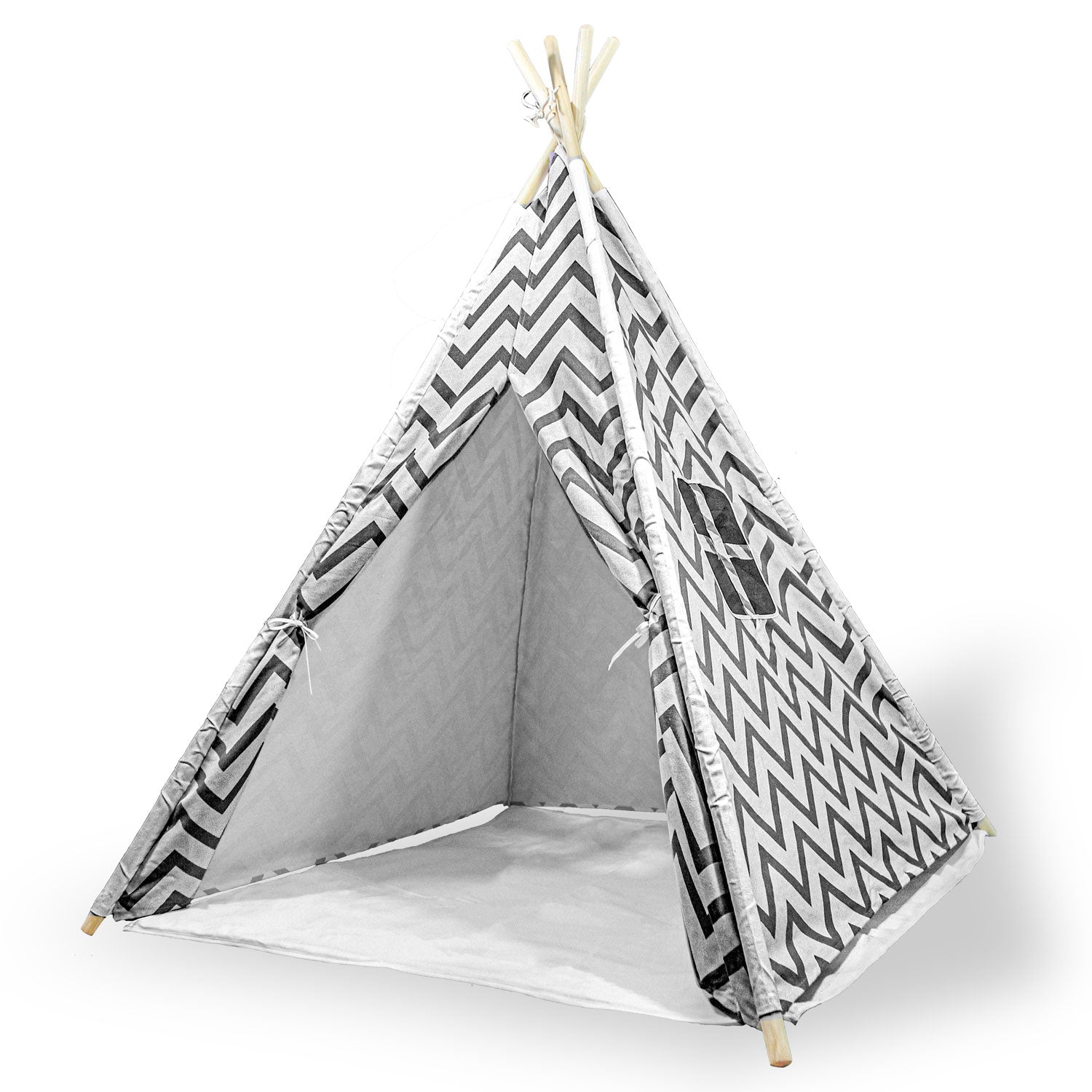 Giant Cotton Canvas Kids Teepee Wigwam Children Pretend Play Tent Indoor Outdoor Party - black V610-TEE-537-BLA
