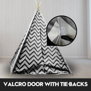 Giant Cotton Canvas Kids Teepee Wigwam Children Pretend Play Tent Indoor Outdoor Party - black V610-TEE-537-BLA