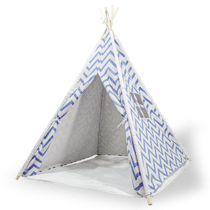 Giant Cotton Canvas Kids Teepee Wigwam Children Pretend Play Tent Indoor Outdoor Party - navy V610-TEE-537-NAV