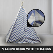 Giant Cotton Canvas Kids Teepee Wigwam Children Pretend Play Tent Indoor Outdoor Party - navy V610-TEE-537-NAV