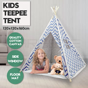 Giant Cotton Canvas Kids Teepee Wigwam Children Pretend Play Tent Indoor Outdoor Party - navy V610-TEE-537-NAV