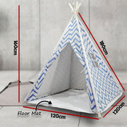 Giant Cotton Canvas Kids Teepee Wigwam Children Pretend Play Tent Indoor Outdoor Party - navy V610-TEE-537-NAV