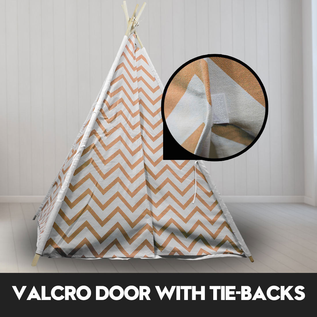Giant Cotton Canvas Kids Teepee Wigwam Children Pretend Play Tent Indoor Outdoor Party - orange V610-TEE-537-ORA