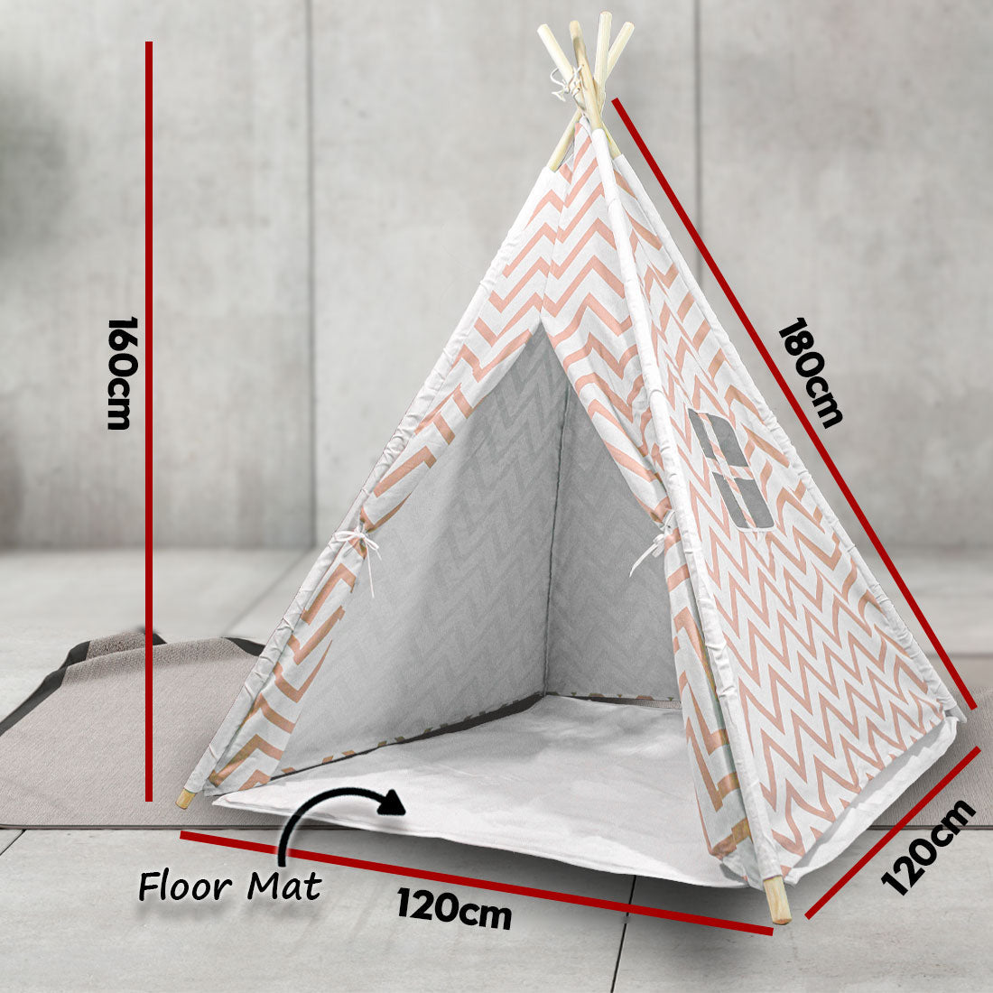 Giant Cotton Canvas Kids Teepee Wigwam Children Pretend Play Tent Indoor Outdoor Party - orange V610-TEE-537-ORA