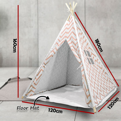Giant Cotton Canvas Kids Teepee Wigwam Children Pretend Play Tent Indoor Outdoor Party - orange V610-TEE-537-ORA