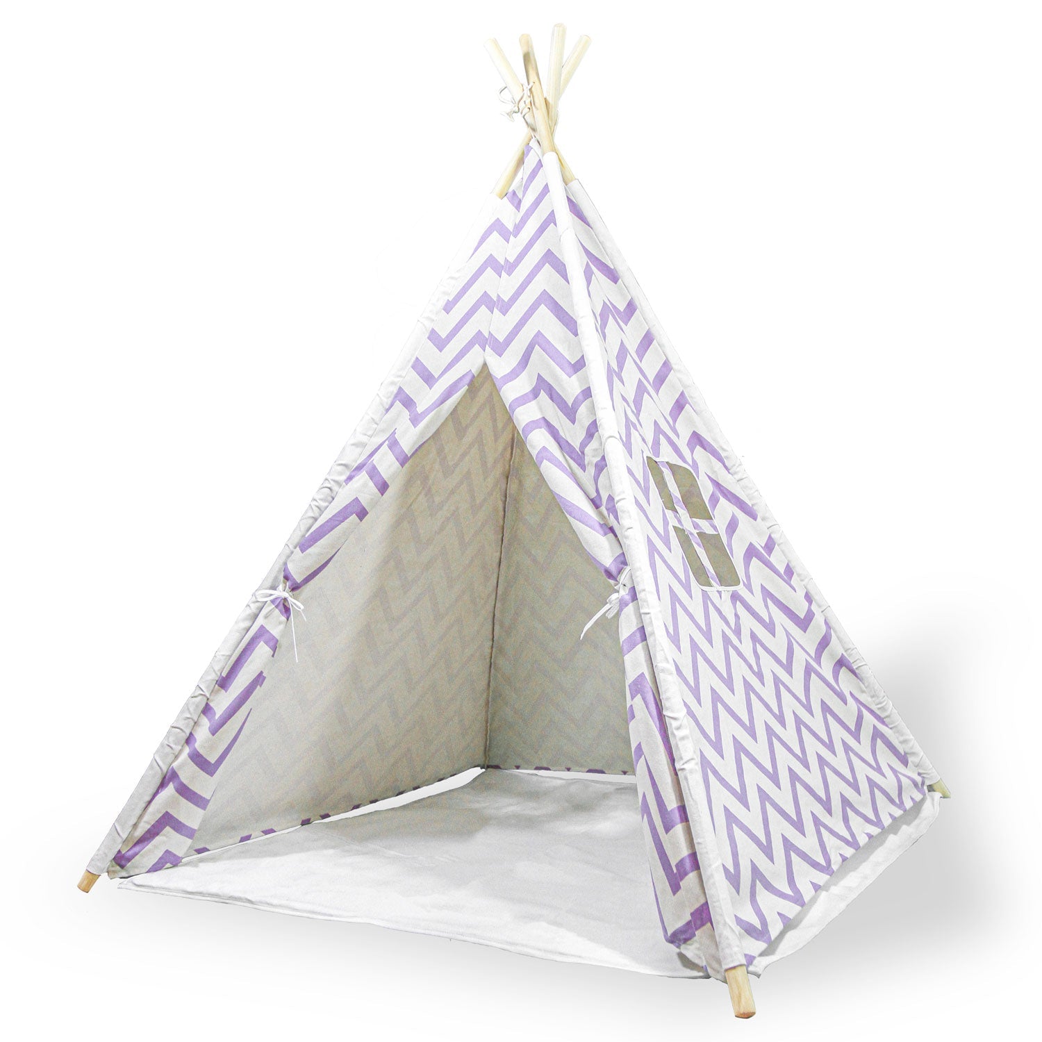 Giant Cotton Canvas Kids Teepee Wigwam Children Pretend Play Tent Indoor Outdoor Party - purple V610-TEE-537-PUR