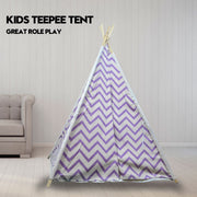 Giant Cotton Canvas Kids Teepee Wigwam Children Pretend Play Tent Indoor Outdoor Party - purple V610-TEE-537-PUR