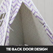 Giant Cotton Canvas Kids Teepee Wigwam Children Pretend Play Tent Indoor Outdoor Party - purple V610-TEE-537-PUR