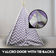 Giant Cotton Canvas Kids Teepee Wigwam Children Pretend Play Tent Indoor Outdoor Party - purple V610-TEE-537-PUR