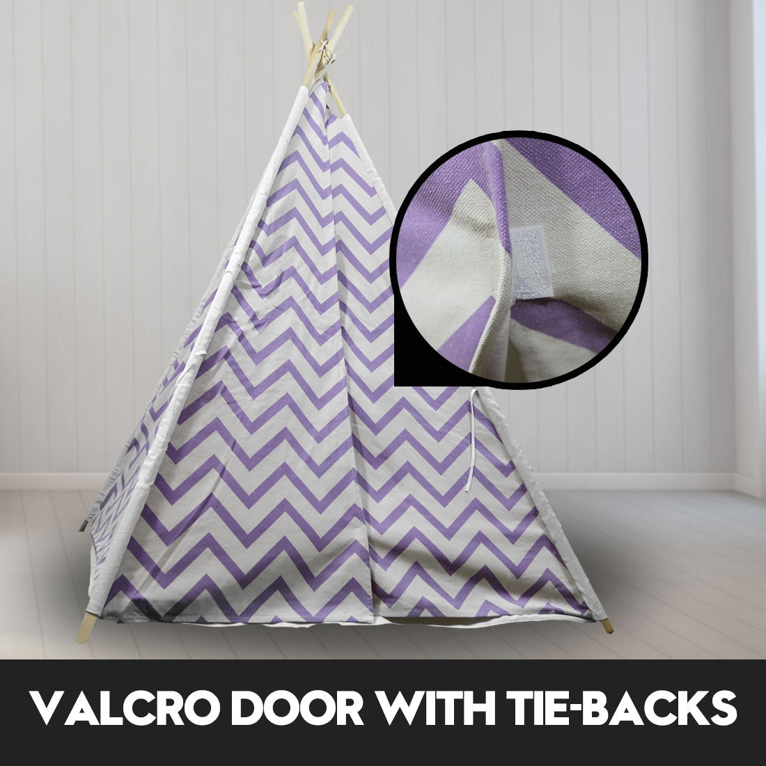 Giant Cotton Canvas Kids Teepee Wigwam Children Pretend Play Tent Indoor Outdoor Party - purple V610-TEE-537-PUR