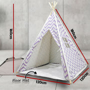 Giant Cotton Canvas Kids Teepee Wigwam Children Pretend Play Tent Indoor Outdoor Party - purple V610-TEE-537-PUR