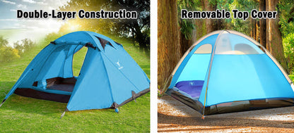 2 Person Portable Outdoor Lightweight Cycling Hiking Backpacking Camping Waterproof Tent - Blue V610-TEN-C2001-BLU