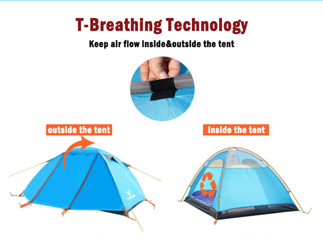 2 Person Portable Outdoor Lightweight Cycling Hiking Backpacking Camping Waterproof Tent - Blue V610-TEN-C2001-BLU