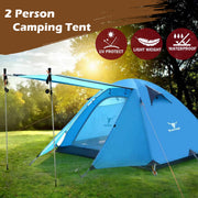 2 Person Portable Outdoor Lightweight Cycling Hiking Backpacking Camping Waterproof Tent - Blue V610-TEN-C2001-BLU