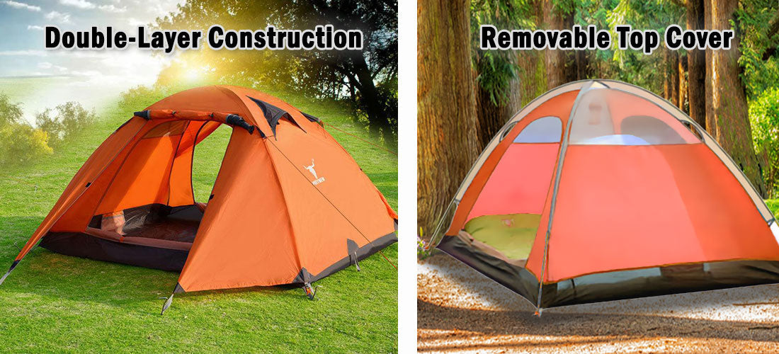 2 Person Portable Outdoor Lightweight Cycling Hiking Backpacking Camping Waterproof Tent - Orange V610-TEN-C2001-ORA