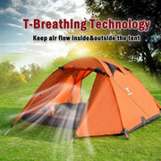 2 Person Portable Outdoor Lightweight Cycling Hiking Backpacking Camping Waterproof Tent - Orange V610-TEN-C2001-ORA
