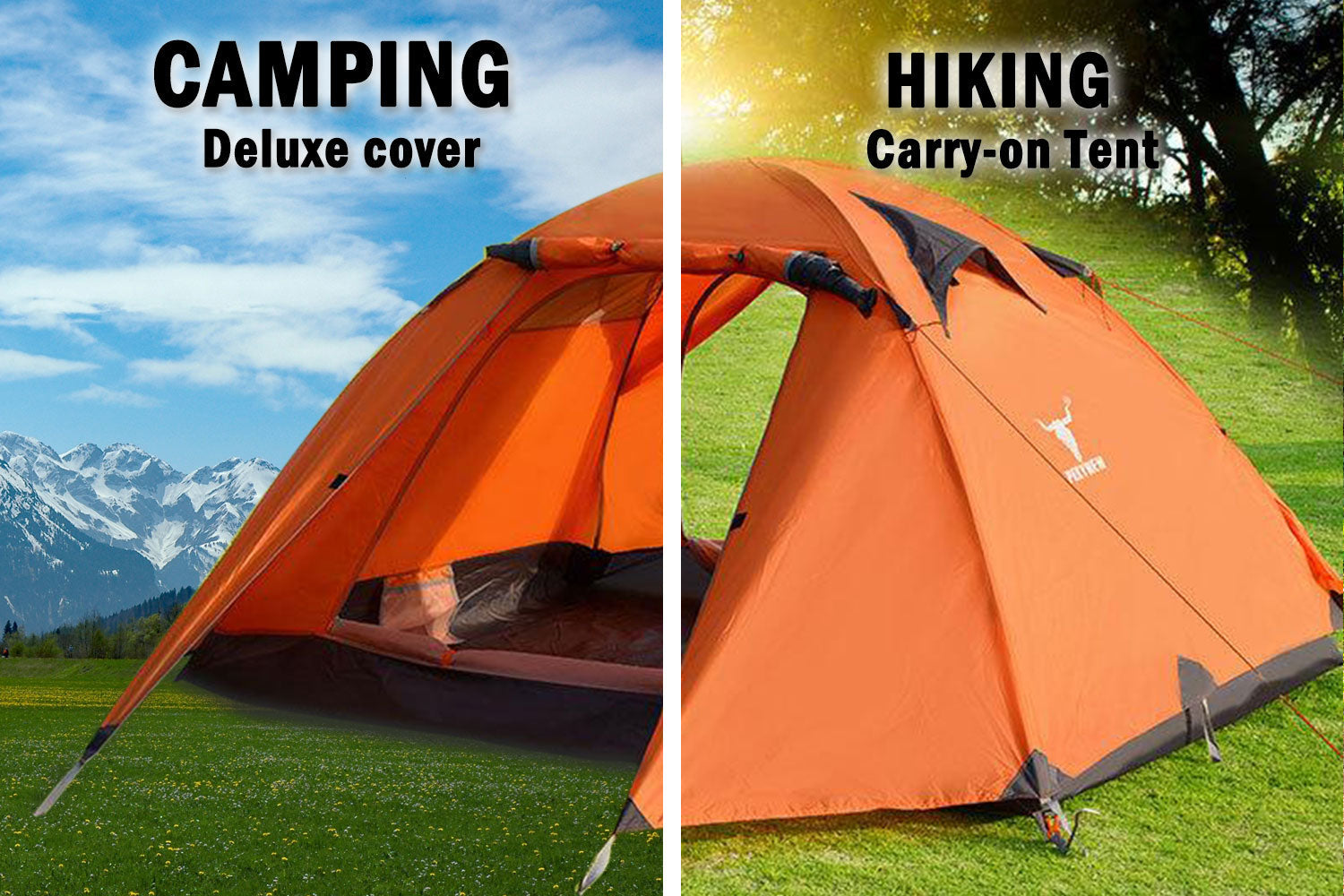 2 Person Portable Outdoor Lightweight Cycling Hiking Backpacking Camping Waterproof Tent - Orange V610-TEN-C2001-ORA