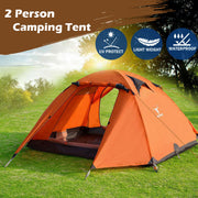 2 Person Portable Outdoor Lightweight Cycling Hiking Backpacking Camping Waterproof Tent - Orange V610-TEN-C2001-ORA