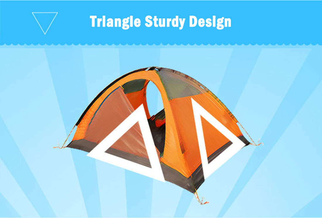 2 Person Portable Outdoor Lightweight Cycling Hiking Backpacking Camping Waterproof Tent - Orange V610-TEN-C2001-ORA